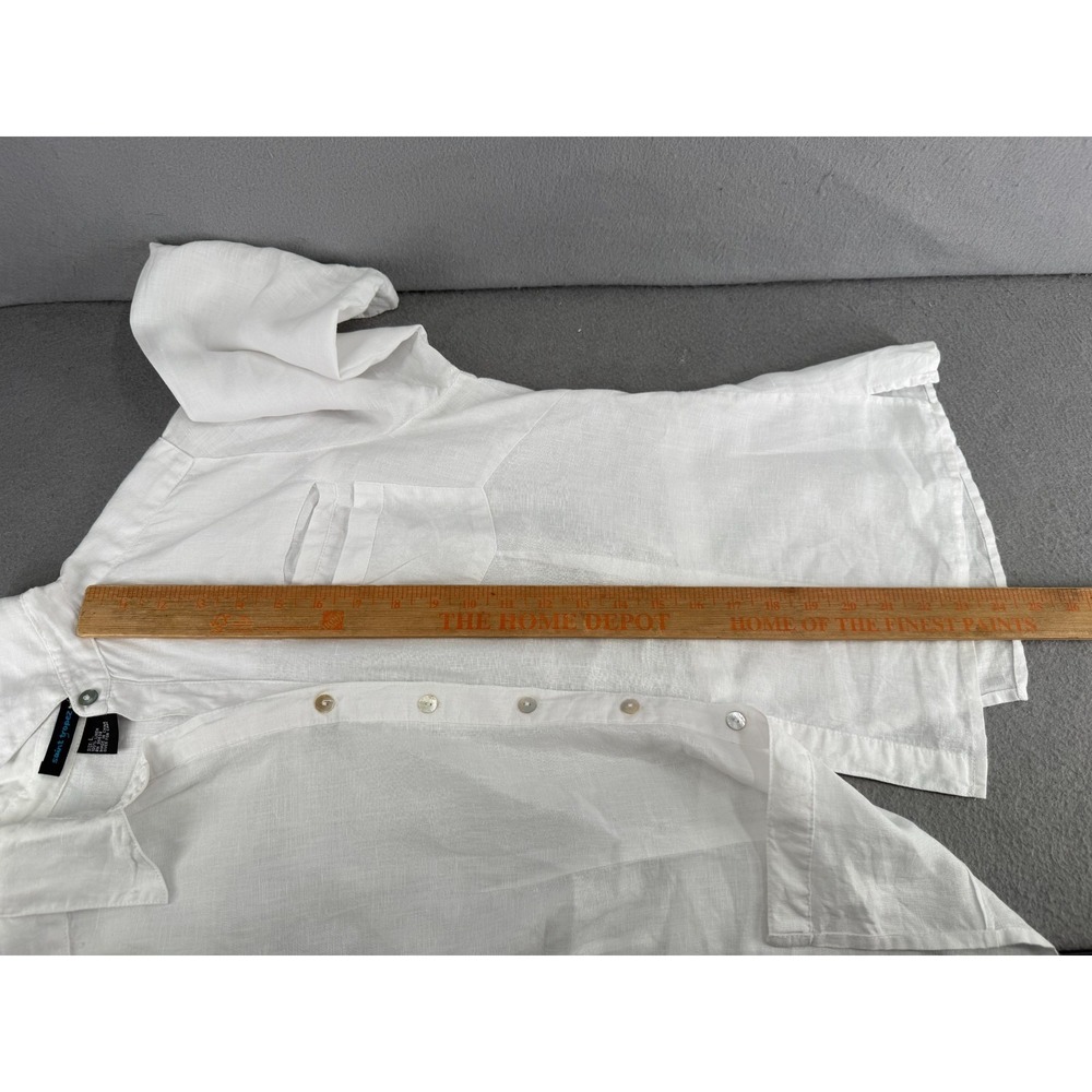 St. Tropez West Shirt Womens L 100% Linen Lagenlook Coastal Minimalist Blouse - Picture 7 of 13